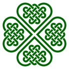 Four-leaf clover shaped knot made of Celtic heart shape knots, vector illustration